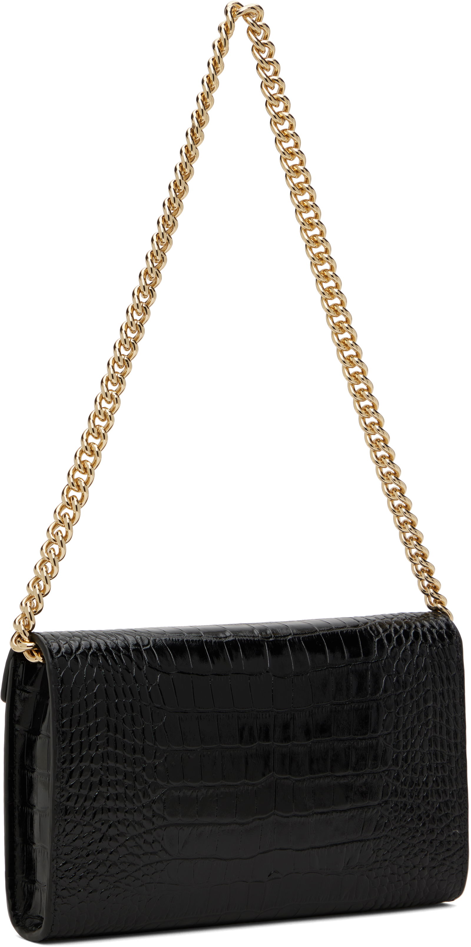ANINE BING Small Elly Croc-Embossed Clutch Bag