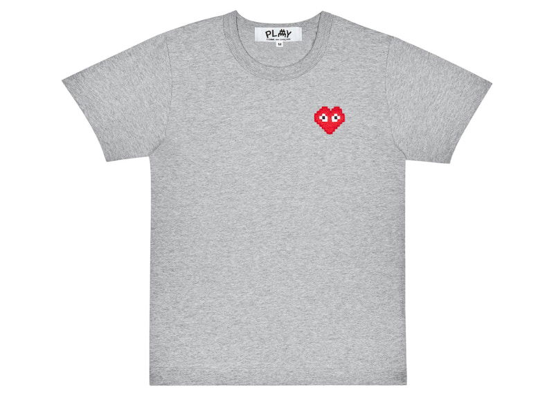 Tričko Comme des Garçons Play x Invader Heart Logo T-Shirt Šedá | AZ-T322-051 / P1T322-2
