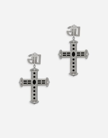 Náušnice Dolce & Gabbana Dolce & Gabbana Metal Cross Earrings with Rhinestone Accents Čierna | WEP4C7W1111N0000, 1