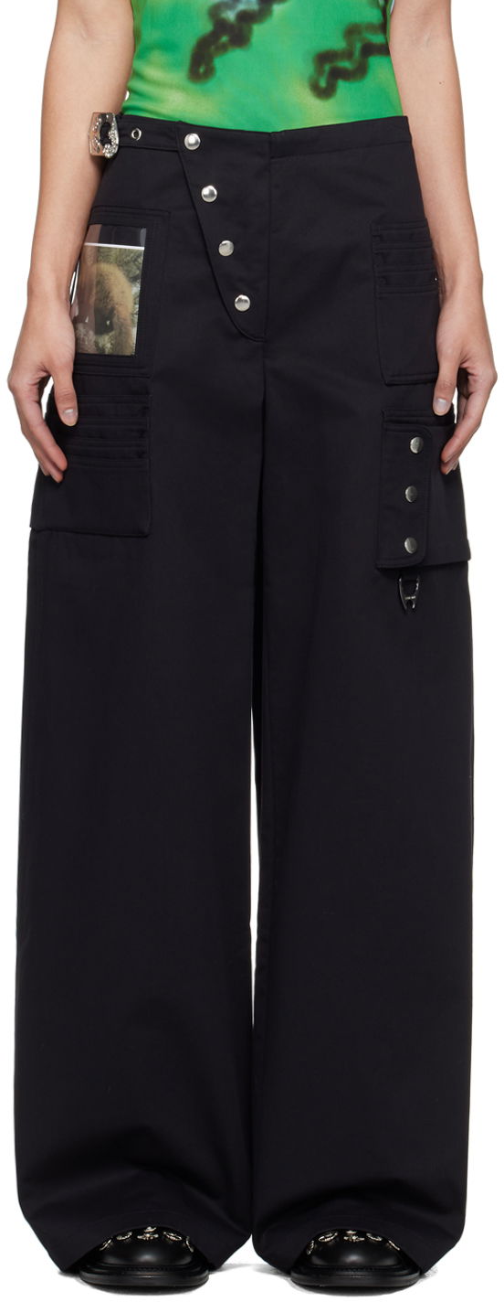 Cargo nohavice Chopova Lowena Miller Wallet Black Wide-Leg Trousers Čierna | 4077, 0