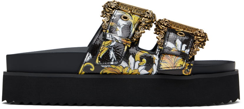Tenisky a topánky Versace Versace Jeans Couture Outline Barocco Arizona Sandals Čierna | E78VA3SM1_EZS366