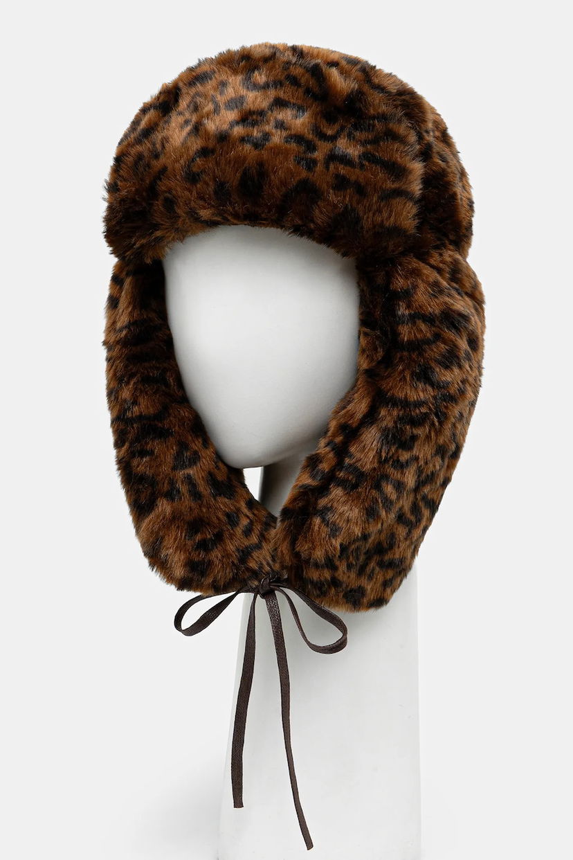 Klobúk Kangol Leopard Print Faux Fur Trapper Hat Hnedá | K4266ST.LEOPARD