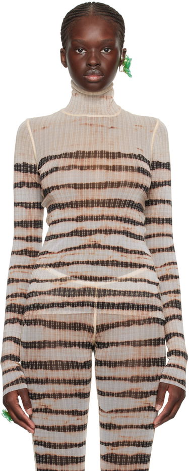 Sveter Jean Paul Gaultier Jean Paul Gaultier KNWLS Edition Striped Turtleneck Top Hnedá | 23/14-F-TO095-T535-0360, 0