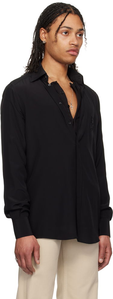 Košeľa Dolce & Gabbana Dolce&Gabbana Silk Logo Embroidered Shirt Čierna | G5MO1ZFU1UQ, 1