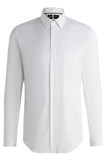 Košeľa BOSS Extra-Slim Fit Easy-Iron Cotton-Blend Poplin Shirt Biela | 50480085, 0