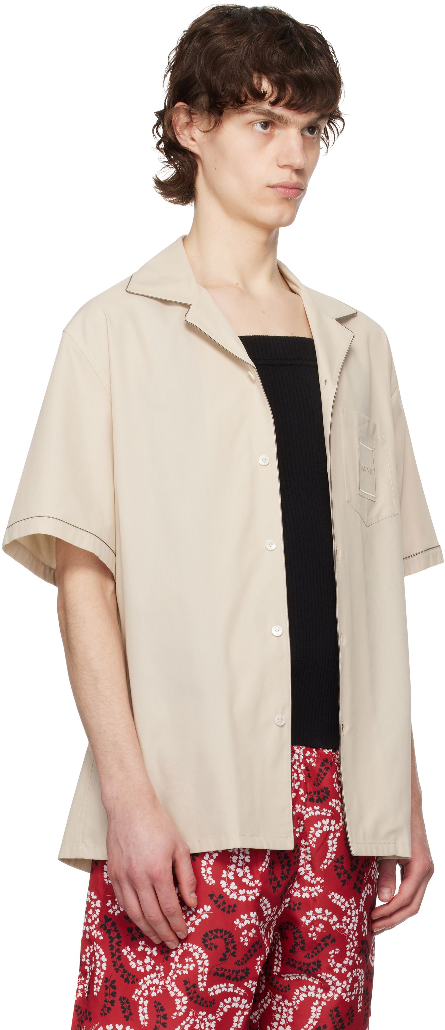 Košeľa LANVIN Lanvin Fluid Bowling Shirt Béžová | RM-SI0119-6037-P25, 1