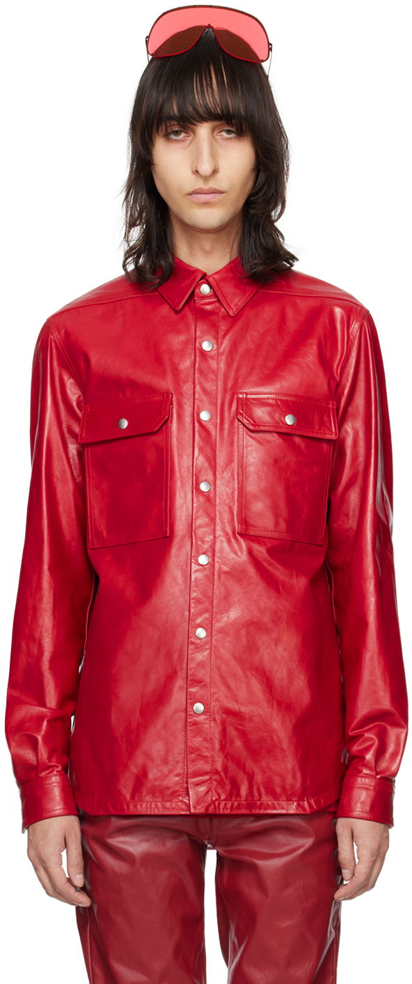Košeľa Rick Owens Rick Owens Leather Overshirt Červená | RU01D3729 LSU, 0