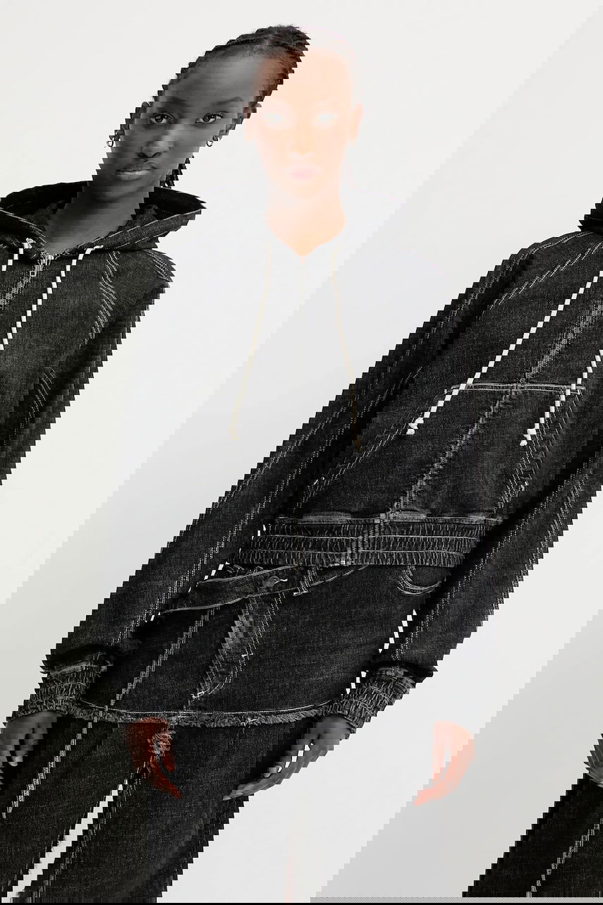 Bunda Ottolinger Ottolinger Multiline Denim Hooded Jacket Čierna | 117.700717.01, 0