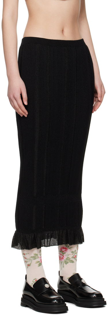 Sukňa Simone Rocha Simone Rocha Skinny Rib Frill Midi Skirt Čierna | HMK35 0624, 1