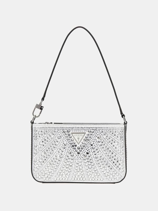 Kabelka GUESS Mini Rhinestone Shoulder Bag Metalická | HWXY9528720, 0