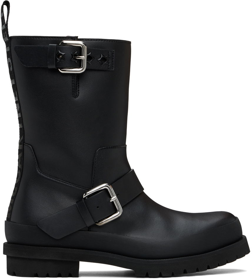 Buckle-Strap Biker Boots