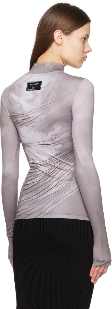 Tričko Balmain Balmain Draped Print T-Shirt Šedá | EF1EK026GE44, 2