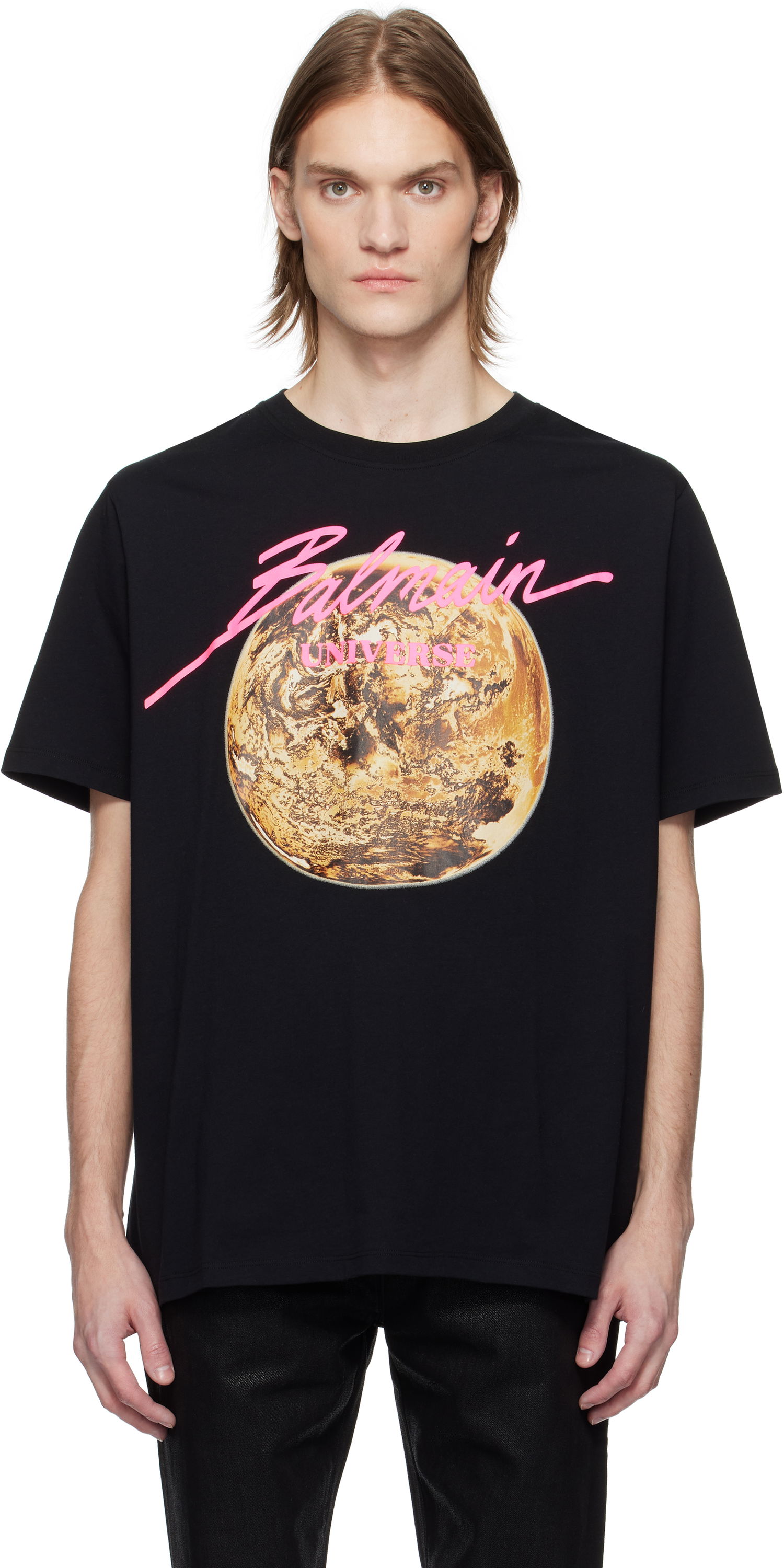 Tričko Balmain Balmain 'Universe' Logo & Planet Graphic T-Shirt Čierna | EH0EG010GE78, 0