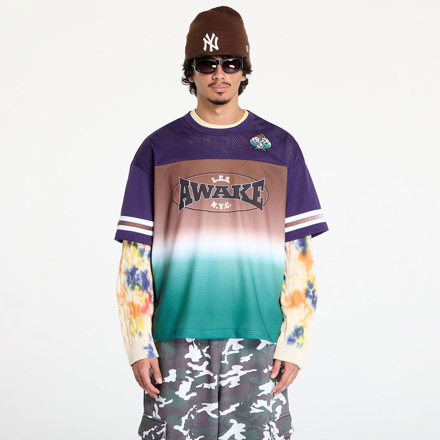 Dres Awake NY Dres Mesh Football Jersey Brown Multi S Rôznofarebný | AWK-FW24-TP006-BRN, 0