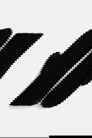 Rukavice UGG Chunky Ribbed Wool Blend Mittens Čierna | 101022, 0