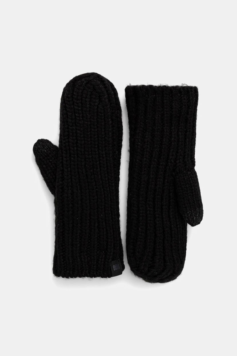 Rukavice UGG Chunky Ribbed Wool Blend Mittens Čierna | 101022