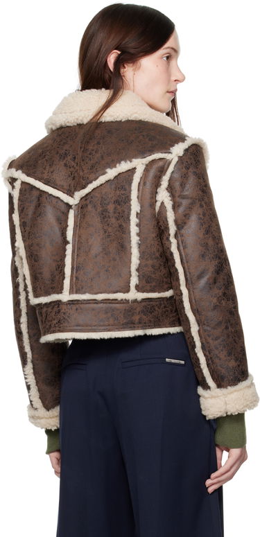 Bomber bunda STAND STUDIO Faux Leather and Sherpa Jacket Hnedá | 66402-9996, 2