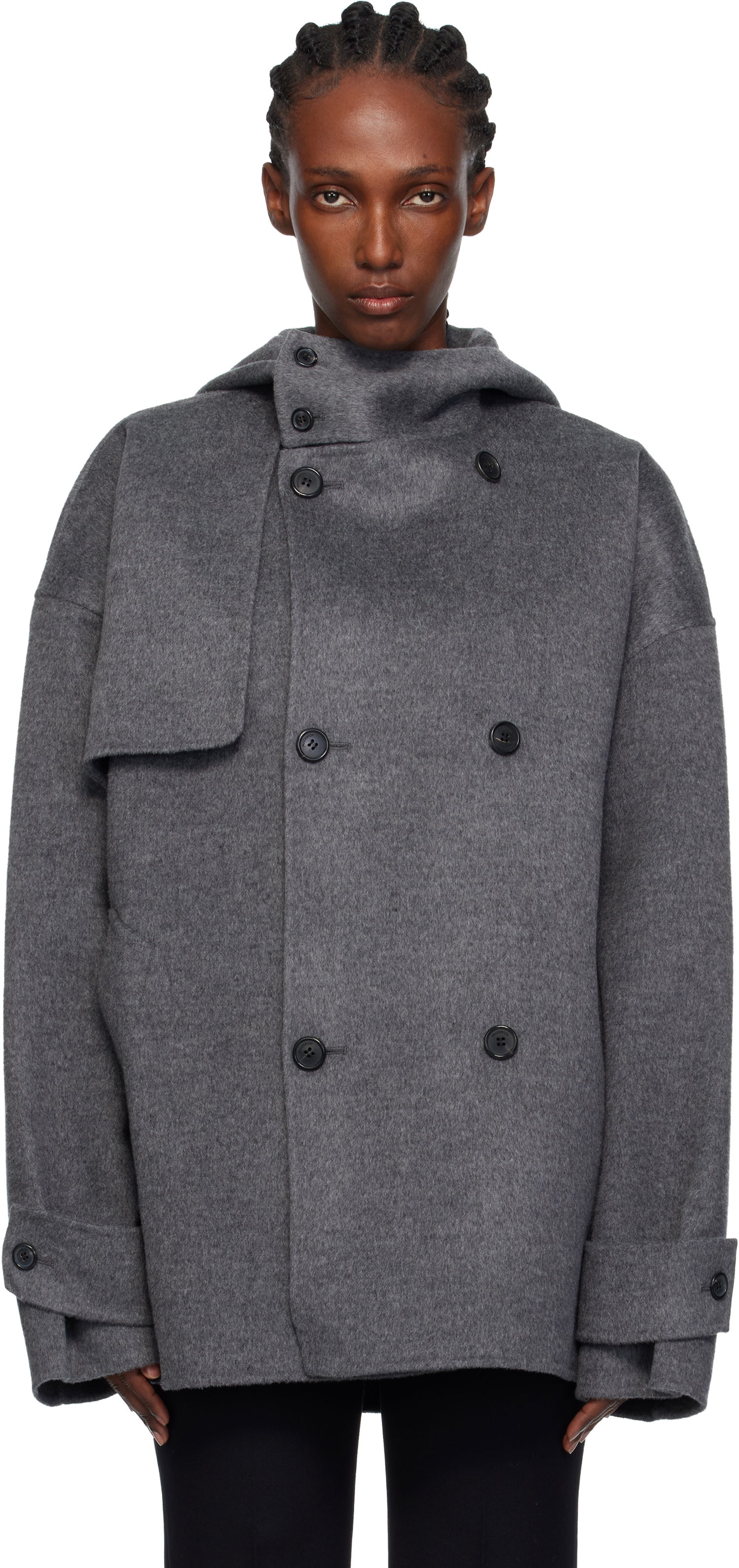 Kabáty JW Anderson JW Anderson Oversized Peacoat Šedá | CO0343-PG1559, 0