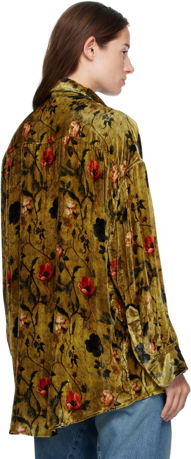 Košeľa R13 R13 Floral-Print Velvet Drop-Neck Shirt Zelené | R13WR004-R595A, 2