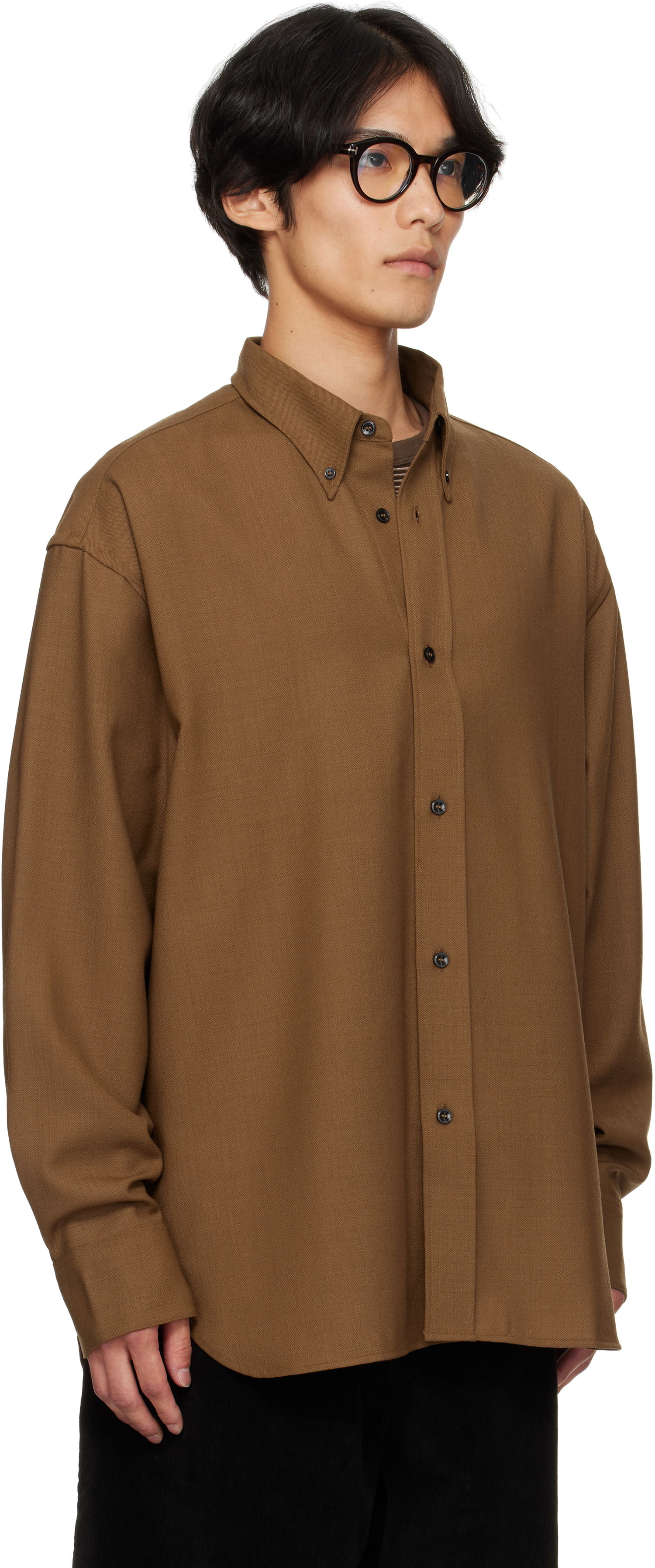 Košeľa Studio Nicholson Studio Nicholson Jude Button-Down Shirt Hnedá | JUDE SNM - 884, 1