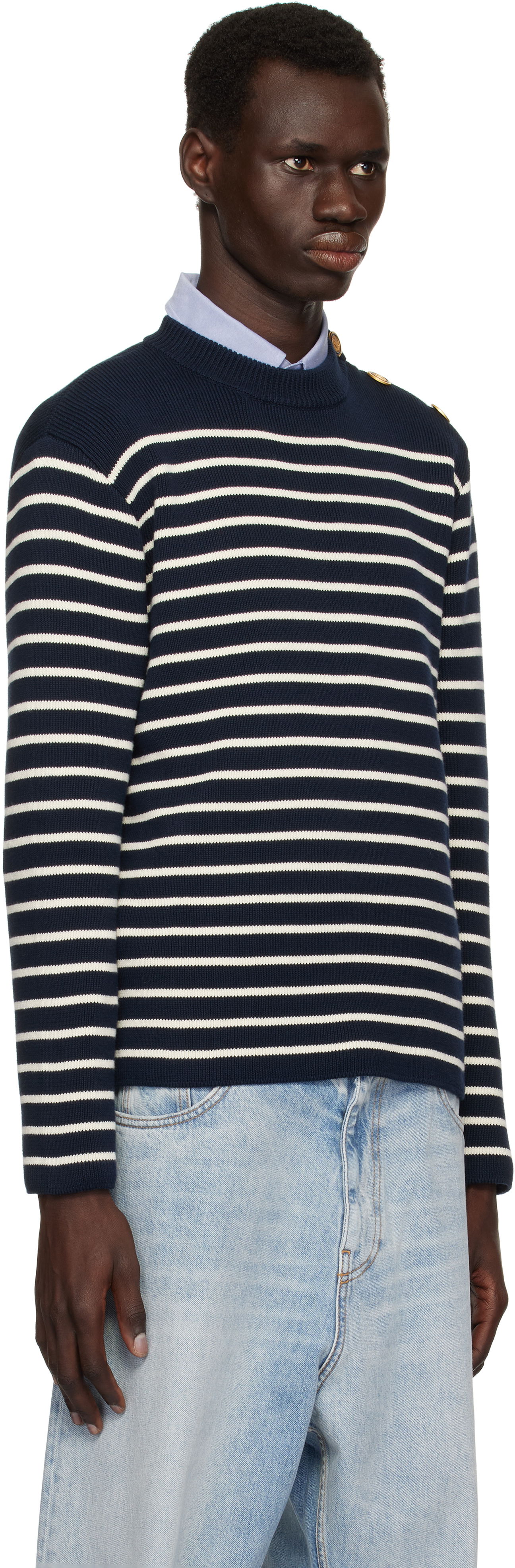 Sveter Valentino Valentino Striped Sweater Navy | 6V3KC33MAR6, 1