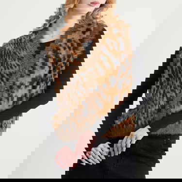 Vesta Aries Brushed Leopard Print Vest Hnedá | AR40041-BRN, 5