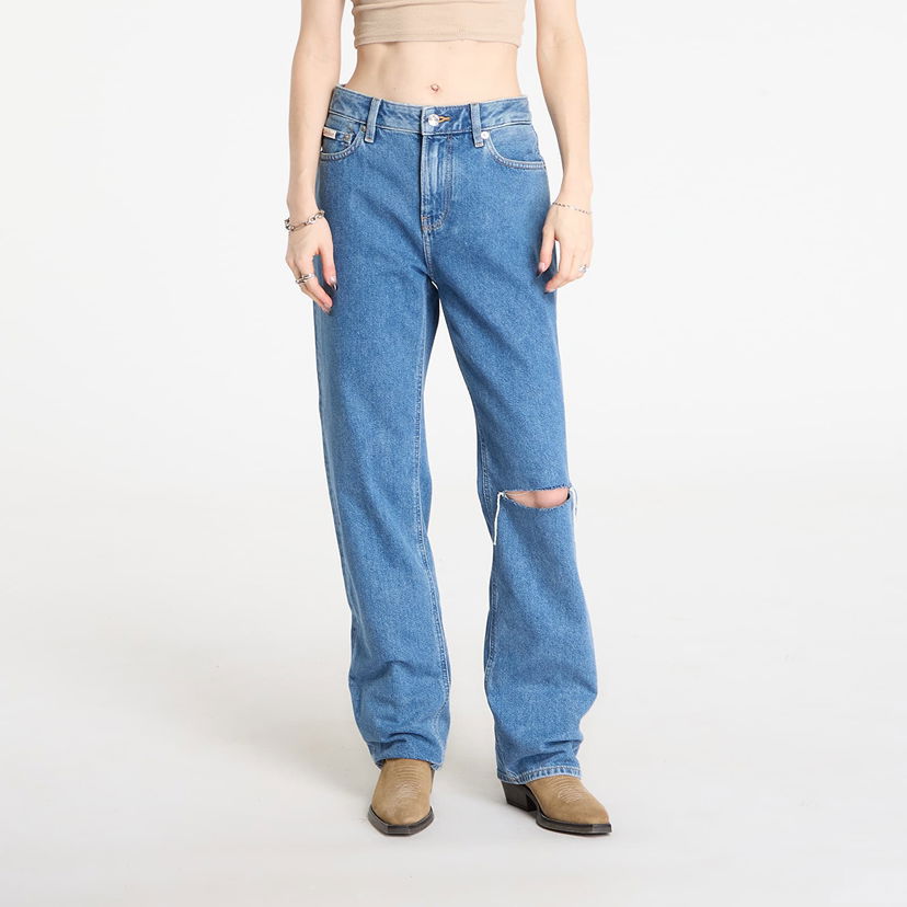 Džínsy CALVIN KLEIN Calvin Klein 90S Distressed Knee Straight Jeans Modrá | LV047E609G VLC