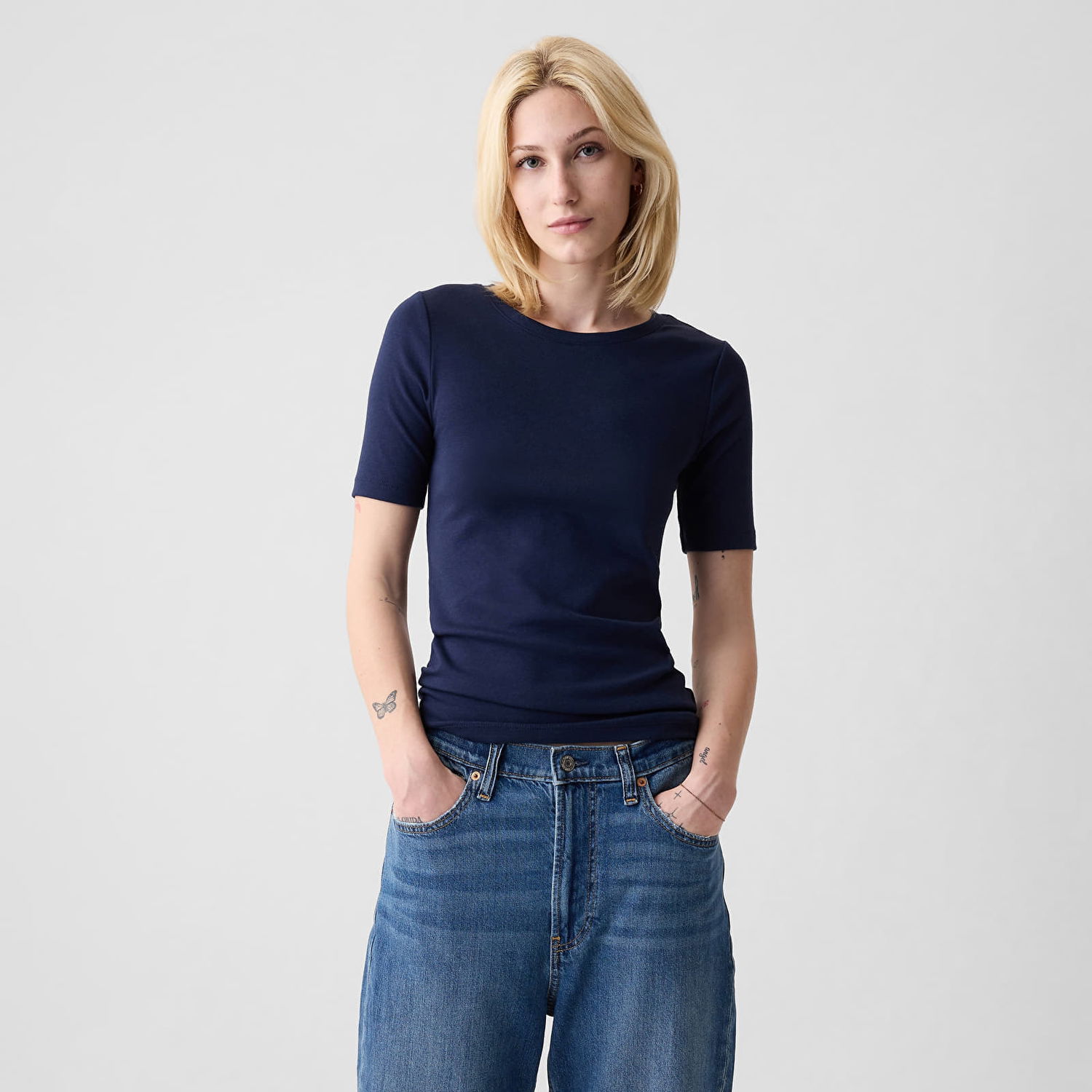 Tričko GAP Modern Crewneck T-Shirt Navy Uniform Navy | 540635-02, 0