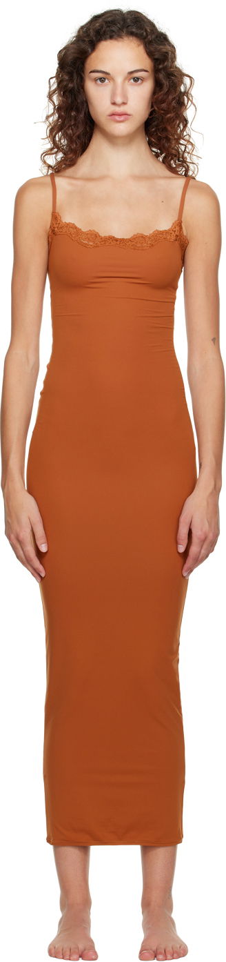 Šaty SKIMS SKIMS Fits Everybody Maxi Slip Dress Oranžová | DR-MAX-4125, 0