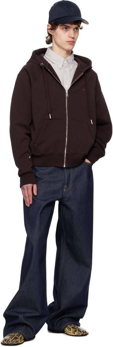 Mikina AMI AMI Paris Ami de Coeur Zip-Up Hoodie Hnedá | HSW474.747, 3