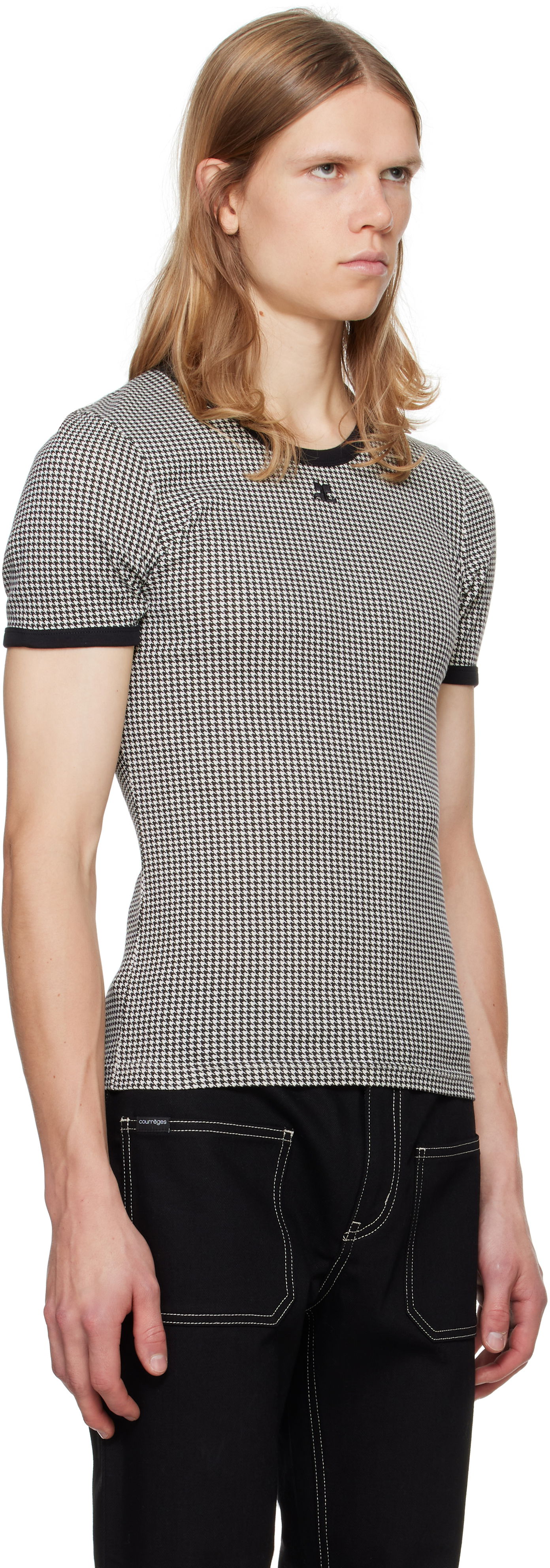 Tričko Courrèges Courrèges Houndstooth Print T-Shirt Biela | 324JTS020JS0167, 1