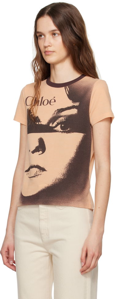 Tričko CHLOÉ Chloé Crewneck Logo Graphic T-Shirt Béžová | CH25UJH11189, 3