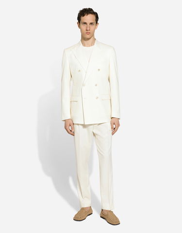 Nohavice Dolce & Gabbana Dolce & Gabbana Tailored Flannel Pants Biela | GY6UETGI251W3796, 1