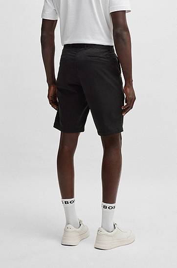 Šortky BOSS Slim-Fit Stretch Cotton Twill Shorts Čierna | 50536723, 1