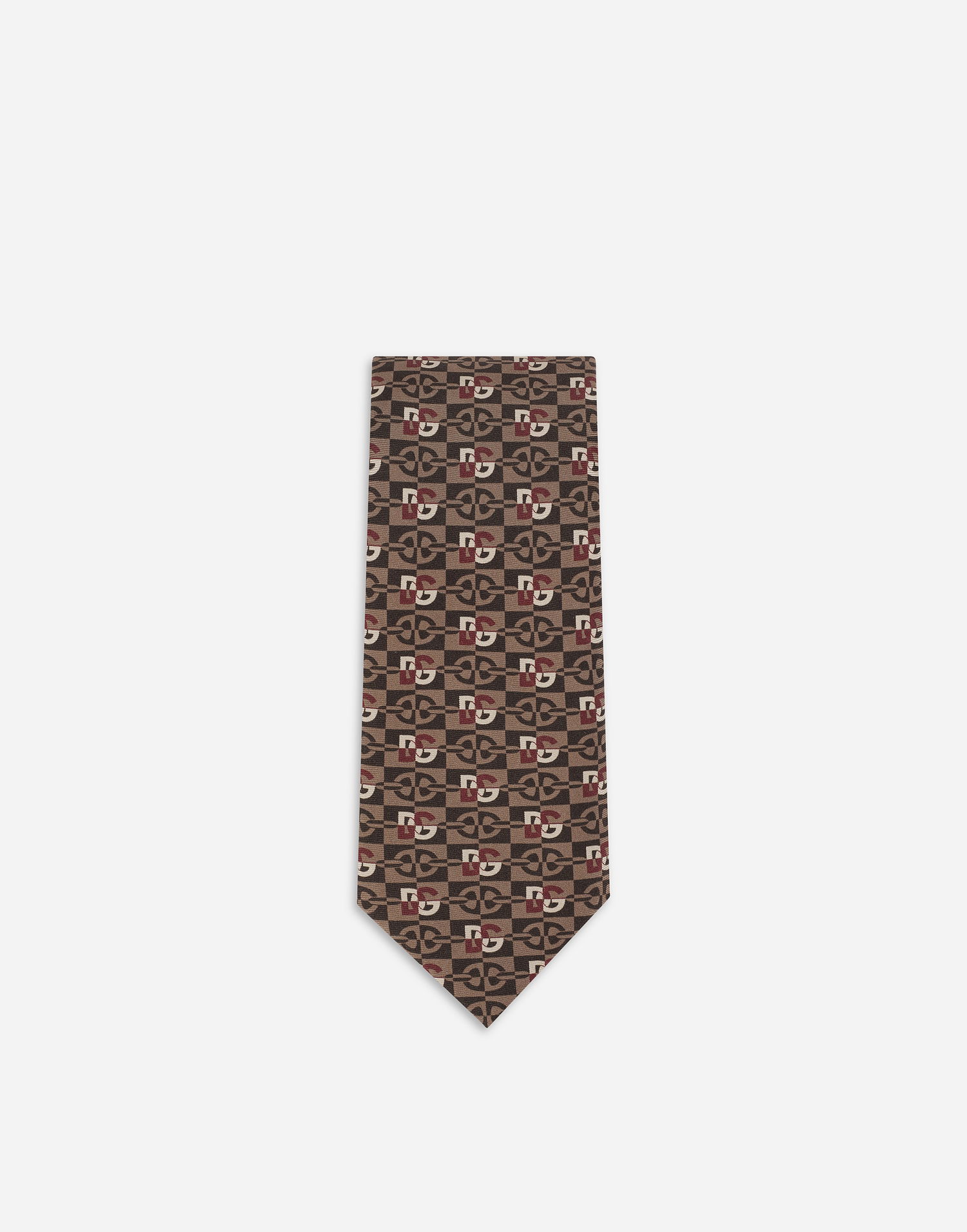 Šál Dolce & Gabbana Dolce & Gabbana Silk Jacquard Tie with DG Logo and Micro-designs Hnedá | GT147EG0WSPX0801, 1