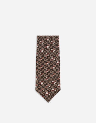 Šál Dolce & Gabbana Dolce & Gabbana Silk Jacquard Tie with DG Logo and Micro-designs Hnedá | GT147EG0WSPX0801, 1