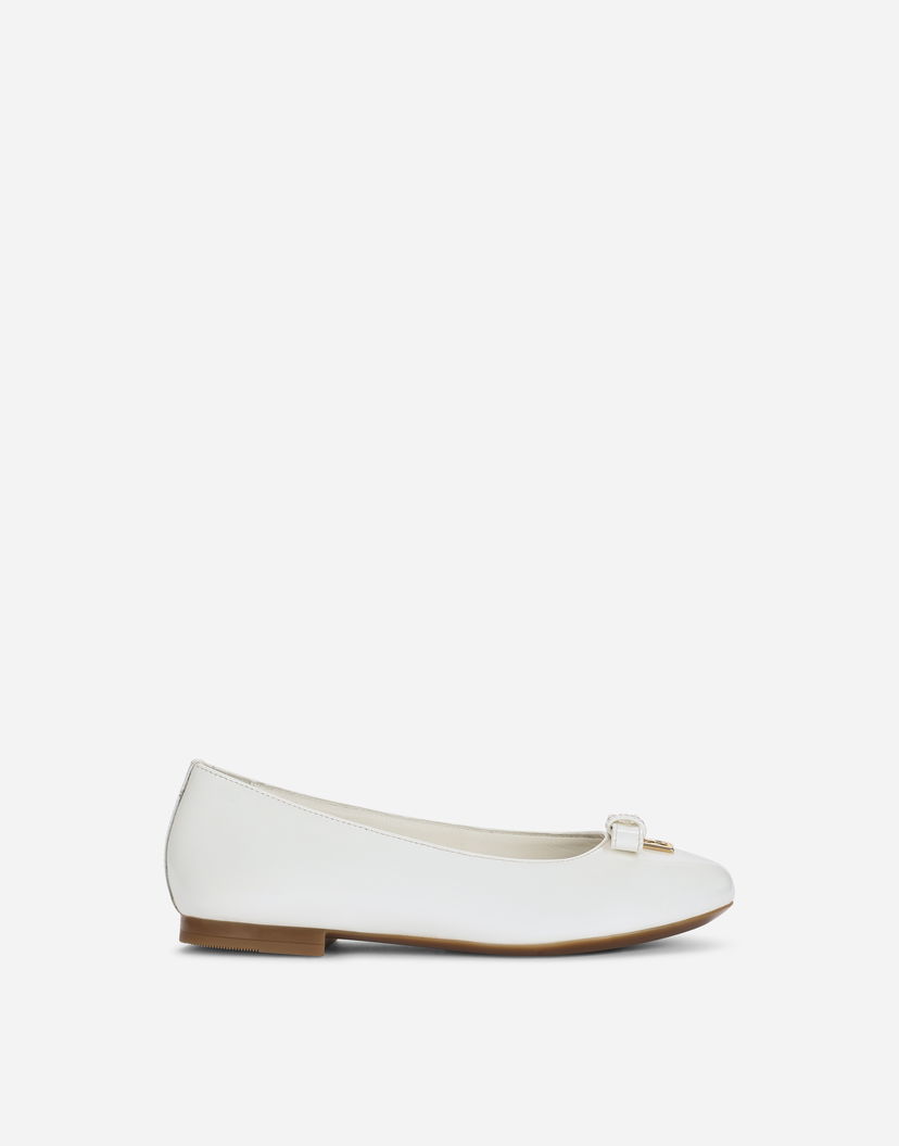 Tenisky a topánky Dolce & Gabbana Patent Leather Ballet Flats With Metal Logo Biela | D11141A132887682