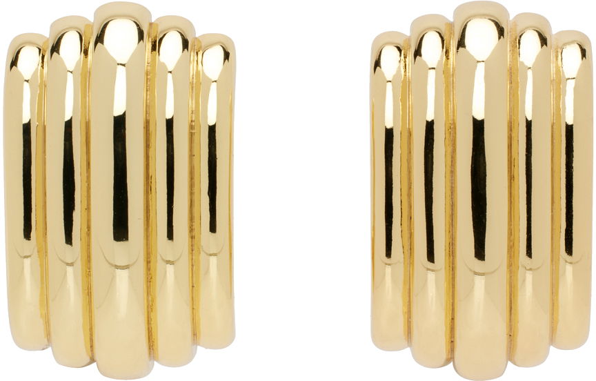 Náušnice Anine Bing Chunky Ribbed Earrings Metalická | A-15-3402-920, 0