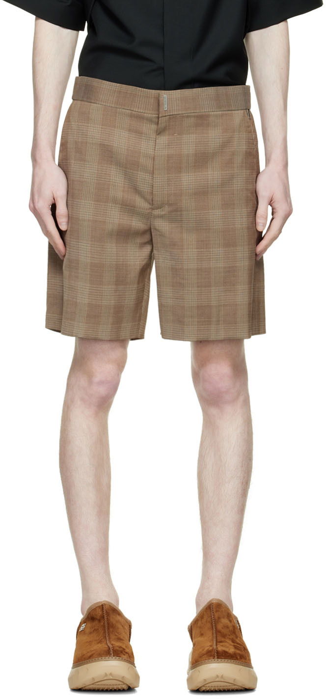 Šortky Givenchy Designer Wool Plaid Shorts Hnedá | BM50YC147F, 0