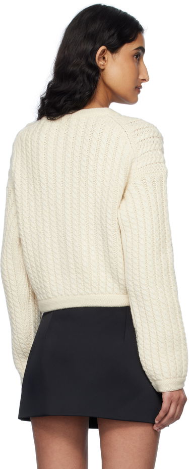 Sveter Khaite Khaite Balser Cropped Cable Knit Cardigan Biela | 9761634, 2