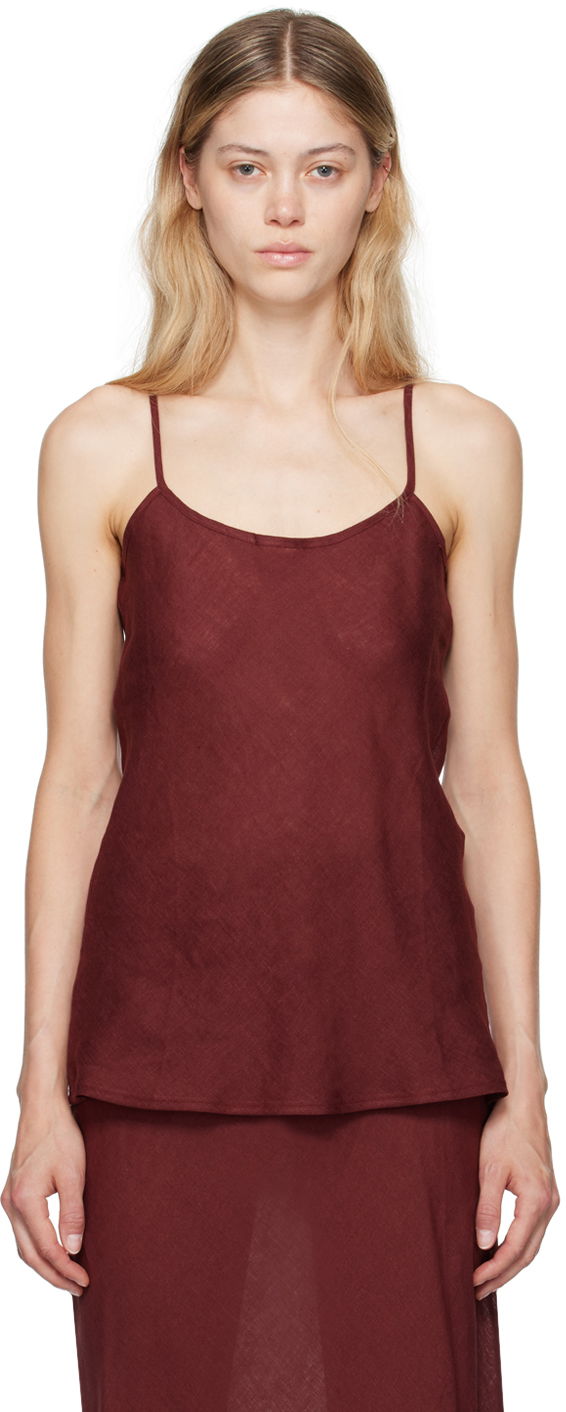 Tielko Baserange Baserange Dydine Linen Tank Top Vínová | TODY-LI-AU24, 0