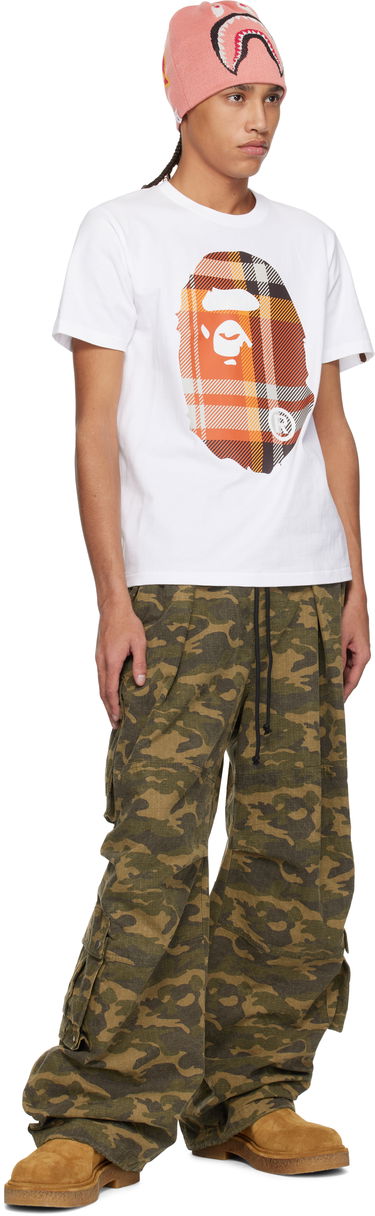 Tričko BAPE A Bathing Ape Check Big Ape Head T-Shirt Biela | 001TEK801046M, 3