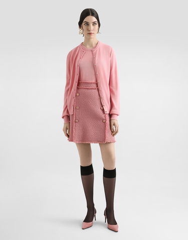 Sukňa Dolce & Gabbana Dolce & Gabbana Raschel Tweed Skirt with DG Logo Buttons Ružová | F4C03TGDCYKF0473, 1