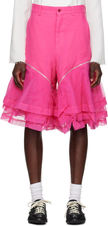 Šortky Comme des Garçons Comme des Garçons Homme Plus Gabardine and Nylon Tulle Shorts Ružová | PO-P010-051, 0