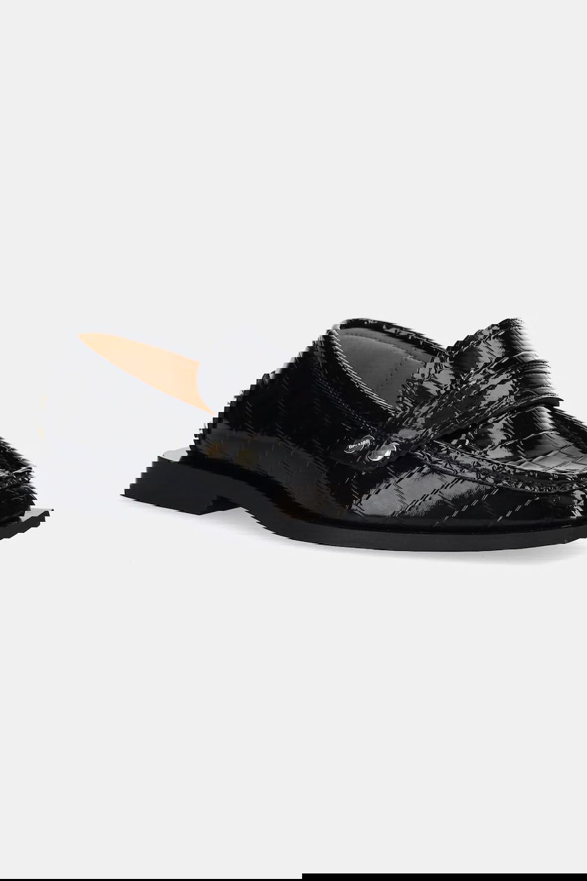 Tenisky a topánky GANNI GANNI Studs Square Toe Shiny Croco Loafers Čierna | S3014, 0