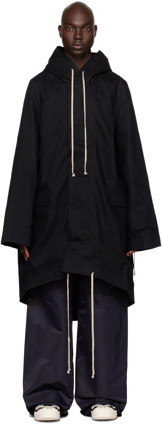 Kabáty Rick Owens DRKSHDW Hooded Denim Coat Čierna | DL02C3990 BLKJP, 0