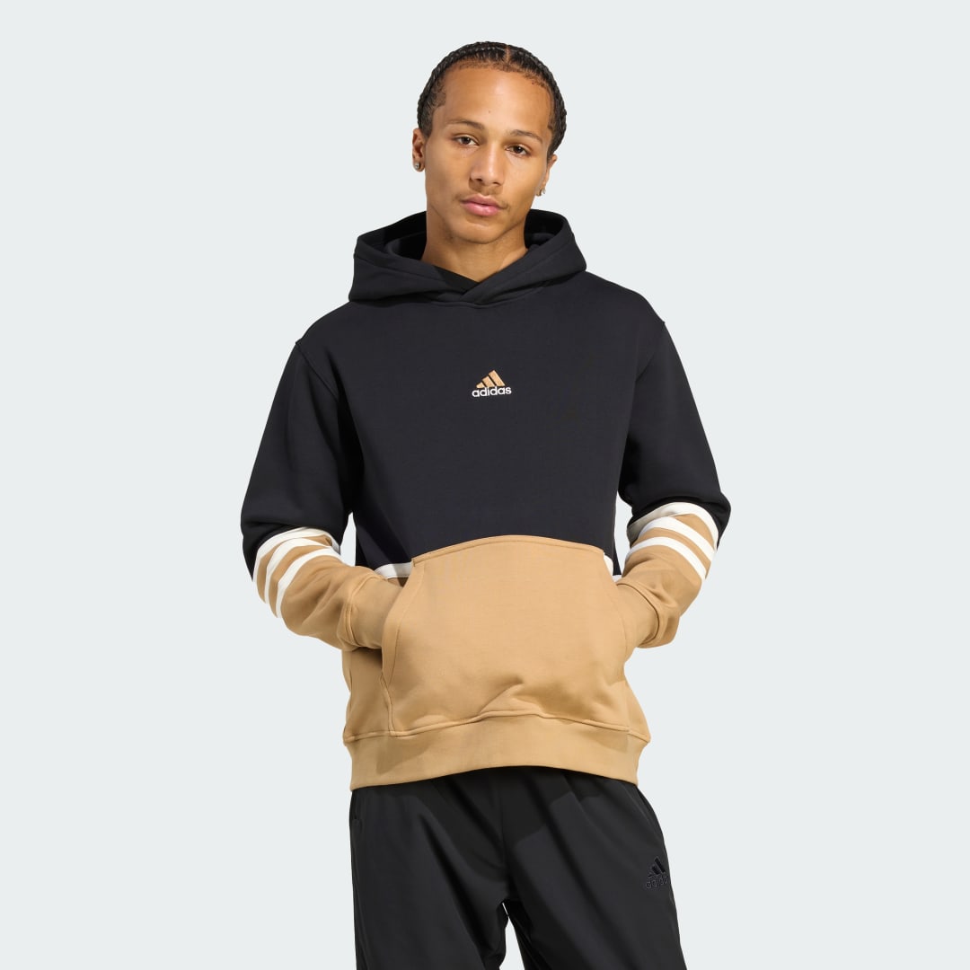 Mikina adidas Performance ARCHIVE CUTLINE Color Block Striped Hoodie Béžová | JY2797, 0