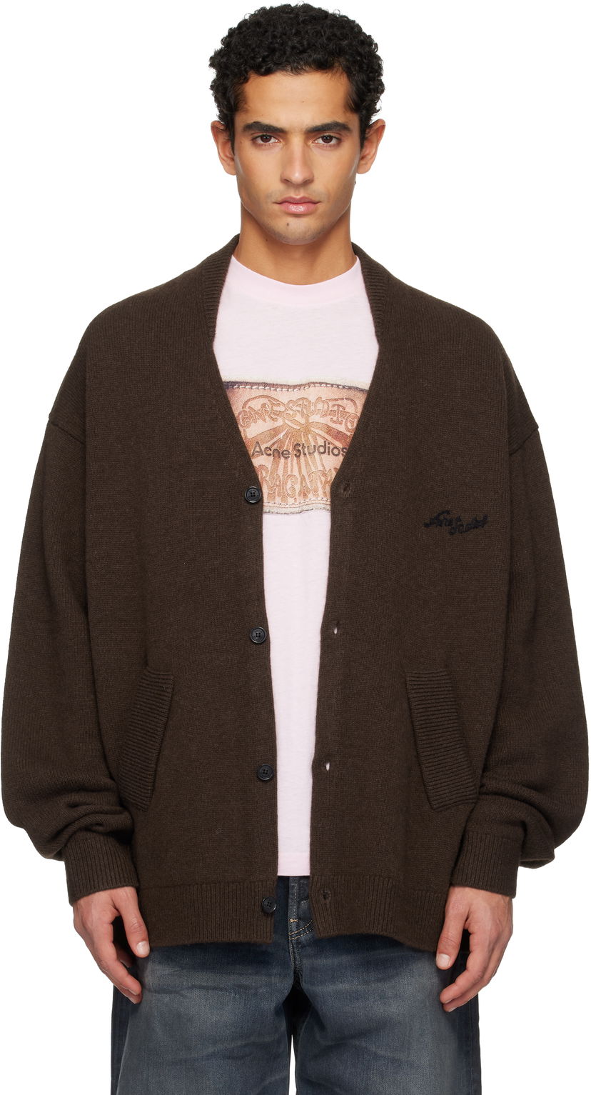 Sveter Acne Studios Wool V-Neck Cardigan Hnedá | B60381-