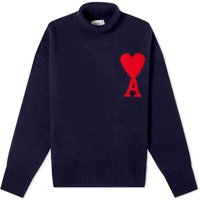 Sveter AMI Large A Heart Roll Neck Knit Navy | UKS406-018-4005, 2