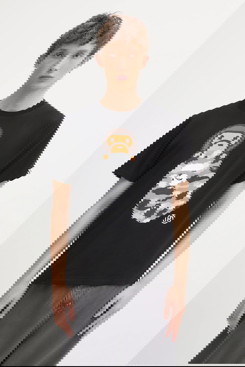 Tričko BAPE Cotton T-shirt with 1st Camo Milo On APE print Čierna | 2L30110005, 0